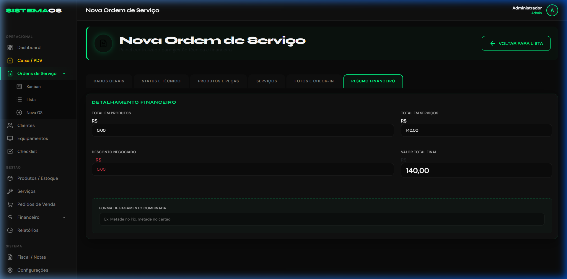 Formulário de Ordem de Serviço Online com Check-in Fotográfico